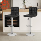 2-pack Adjustable Pu Leather Swivel Bar Stools With Back Footrest Counter Height