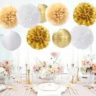 White Gold Party-decorations Paper Flowers Lanterns - 15pcs Engagement Birthd   