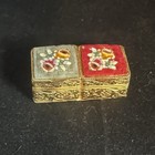 Vintage Micro Mosaic Italian Floral Pill Box Embossed Sides