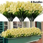  8 Bundles Artificial Daffodils Flowers  Fake Artificial Greenery Uv Yellow