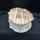 Vtg Onyx Stone Jewelry Trinket Box Hand Carved Shell Lid Hinged Natural Stone