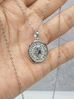 Coin Medallion Necklace 925 Sterling Silver Vintage Pendant Chain  18 
