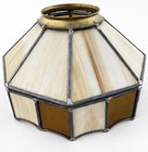 Vintage Tiffany Style Stained Glass Lamp Shade - Amber  White  Brown