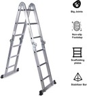 7 In 1 Folding Step Ladder 12 5ft Multi Purpose Aluminum Extension Ladder