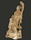 Chinese Statue Carving Shou Lao God Of Longevity Figurine  Vintage 13 5    Signed