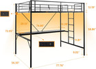 Full Size Metal Loft Bunk Bed Frame For Kids Teens Adults With Desk Underneath 2