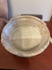 Vintage Signed Handmade Glazed Earthenware Pottery Bowl 9    Dia  W  Bronze Holder