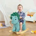 Kids Plush Ride-on Rocking Horse Triceratops-shaped Plush Toy Rocker With Realis