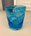 Murano Blue Ice Bucket Hand Blown Glass Mid Century Mondern Italy