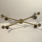 Vintage Brass Swivel Casserole Trivet  holder   4 Traditional Floral Hooks