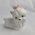 Vintage Chalkware Yorkshire Terrier Yorkie Dog Puppy Figurine White Kitsch Puppy