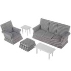 Miniature Striped Living Room 5 Pcs Set Furniture Doll House Size 1 12 Scale