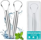 Stainless Steel Tongue Scraper Set 2 Pack With Travel Case Oral Care Cleaner
