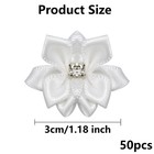 50 Pcs 1 18 Inch Satin Ribbon Flowers Tiny Applique Rose Rhinestone White Diy