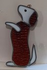 Rare Vtg Dachshund Stained Glass Suncatcher Handmade Begging Weiner Dog 