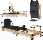 92  Foldable Wooden-look Pilates Reformer Machine For Home Gym