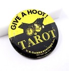 Tarot Cards Advertising Pinback Button Pin Owl Scarce Vintage U s  Games Systems