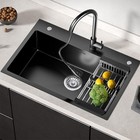 Black Drop In Kitchen Sink  Stainless Steel Single Bowl Sink With 3 Holes 