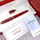 S t  Dupont Ballpoint Pen Red Lacquer Palladium Finish With Case