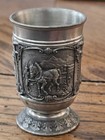 German Rein Zinn 95  Pewter Cup  3 Raised Relief Designs - 2 5  Tall
