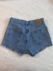 Levi s 501 Cut Off Denim Shorts Blue High Rise Button Fly Women s W29