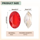 30pcs Oval Pointed Back Rhinestone 8 X 12 Mm Glass Beads Red