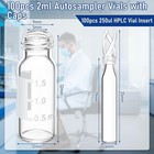 100pcs 2ml Clear Vials screw Caps Ptfe W writing Area 250ul Vials Inserts