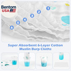 Muslin Baby Burp Cloths 6 Pack Large 20  x10   100  Cotton Burp Rags Absorbent A