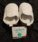 Carter s Child Of Mine Baby Girl White Flower Slip On Shoes Nwt Size 3-6 Months