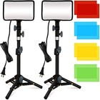 2 Pack Studio Led Video Light Kit Tripod Stand Softbox Diffusers 4 Color Filters