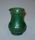 Antique Vtg 19th C 1800s Miniature 2 1 8 In Green Glaze Pottery Pitcher Mexico
