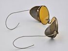 Antique Early 1900s Willson Universal Side Shield Amber Glasses Goggles W  Case
