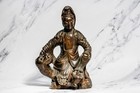 Carved Large Antique Chinese Guanyin Wood Sculpture On Dragon Buddhist Asian
