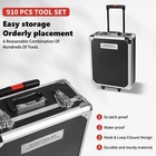 910 Pcs Tool Set Mechanics Tool Kit Wrenches Socket Repair Tool Case W wheels