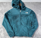 The North Face Osito 2 Hoodie Women   s S Teal Full Zip Fleece Jacket Cinch Hem