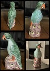 Antique 19th Century Chinese Glazed Green Parrot Pottery- Free Shipping