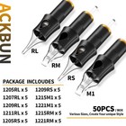 Ackbun 50 Assorted Tattoo Cartridge Needles Mixed 50pcs-12rl rm rs m1  Black