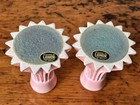 Vintage Lenox Set 2 Mid Century Pale Pink Starburst Candlestick Holders Japan