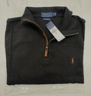 Polo Ralph Lauren Mens Estate Rib Quarter-zip Pullover Sweater Black Medium Nwt