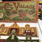 Early 1930s Vintage Paper 5 Dandy Buildings Ready Cut Village Toy Set W  Box