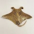 Handmade Brass Stingray Figurine Gold Manta Ray Australian Sea Decor 3 Inch Gift