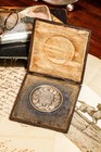 Neat Silver Color Metal Medal Award Trophy Horse Show Antique Leather Box