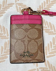 Coach Id Lanyard Badge Holder Signature Logo Magenta 