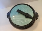 Vintage Mcm Shawnee Kenwood Sundial Bowl Black Turquoise Mid-century Casserole