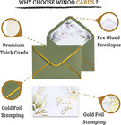 100 Pk Luxurious Gold Thank You Cards With Envelopes Bulk Sage Green - 5x3 5 Inc