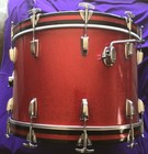 Ludwig 1968 Vintage 14x22 Red Sparkle 3 Ply Clear Maple Bass Drum Decent Cheap