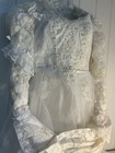Wedding Dress Vintage 16 Fits M L 8 Lace Long Sleeve Beaded Ribbon Tulle Skirt