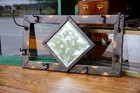 Antique Hat Clothing Coat Rack Glass Mirror Japanned Industrial Vintage Hooks