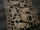 Vintage Antique Embroidered Lace Trim 3 5x22  Leaves Cotton