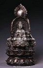 Old Tibet Bronze Silver Buddhism Western Shakyamuni Buddha Kwan-yin God Statue